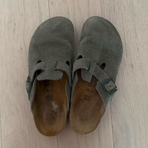 Birkenstock Boston Suede Clogs Thyme